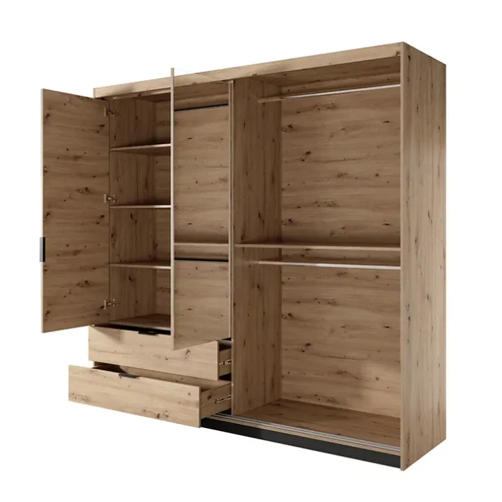 Armadio 220x211h cm 4 ante con specchio rovere antracite Rubik