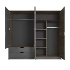 Armadio 220x205h cm 4 ante con specchio grigio quercia Dable