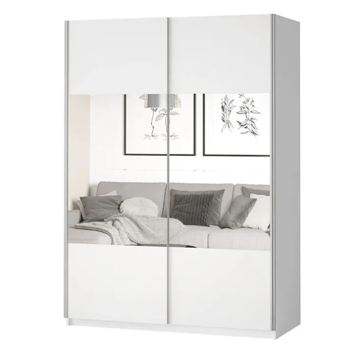 Armadio 150x210h cm 2 ante con specchio bianco opaco Pascal Gihome®