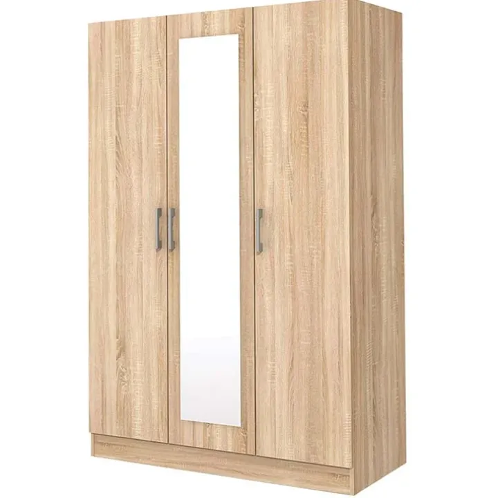 Armadio 120x181h cm 3 ante con specchio moderno rovere Sorrento