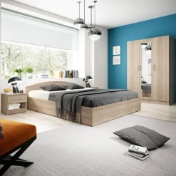 Armadio 120x181h cm 3 ante con specchio moderno rovere Sorrento