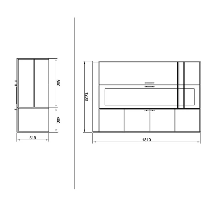Armadio 120x181h cm 3 ante con specchio moderno rovere Sorrento