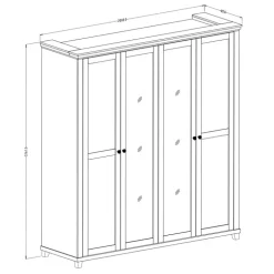 Armadio 200x216h cm 4 ante con specchio verde quercia Texel