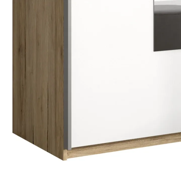 Armadio 200x210h cm 2 ante con specchio rovere bianco Logan Gihome®