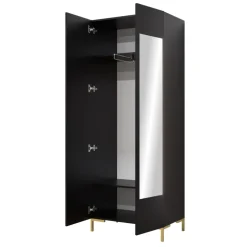 Armadio 74x196h cm 2 ante con specchio soggiorno nero Nuvia