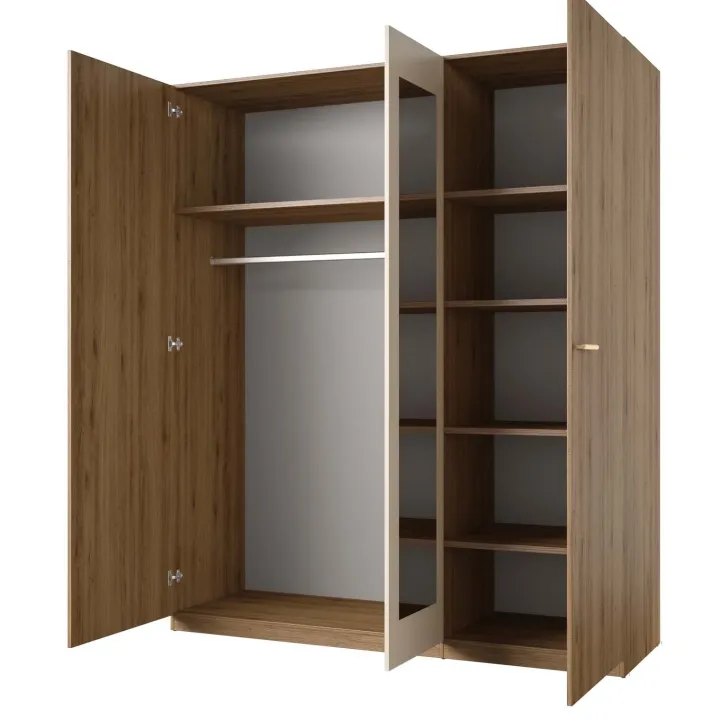 Armadio 179x215h cm 3 ante con specchio rovere beige Ama