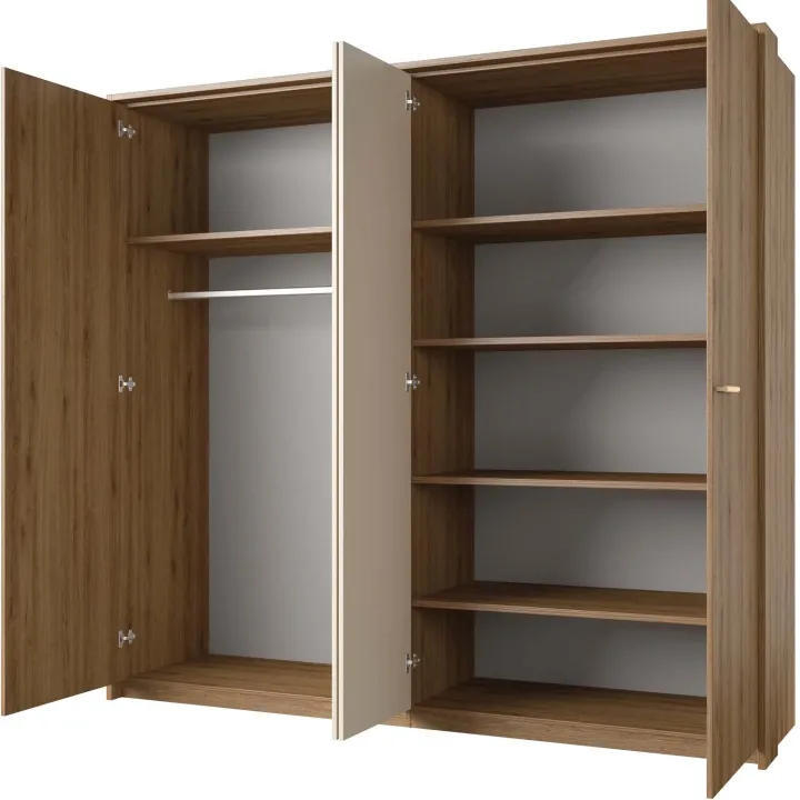 Armadio 228x215h cm 4 ante con specchio rovere beige Ama