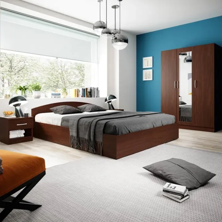 Armadio 120x181h cm 3 ante con specchio moderno wengè Sorrento