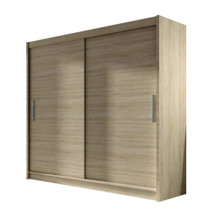 Armadio 180x215h cm 2 ante design moderno scorrevoli rovere Aisha