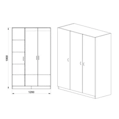 Armadio 120x190h cm 3 ante design noce Rodari