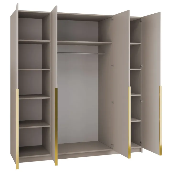 Armadio 200x215h cm 4 ante moderno beige oro Glammy 4
