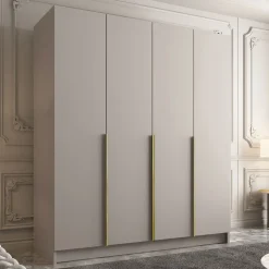 Armadio 200x215h cm 4 ante moderno beige oro Glammy 4