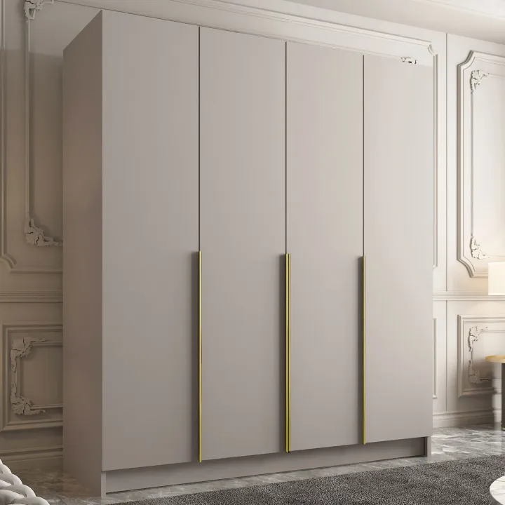 Armadio 200x215h cm 4 ante moderno beige oro Glammy 4