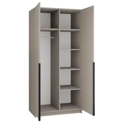 Armadio 100x215h cm 2 ante moderno beige nero Glammy 2