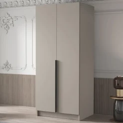 Armadio 100x215h cm 2 ante moderno beige nero Glammy 2