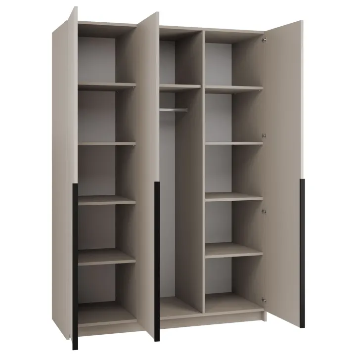 Armadio 150x215h cm 3 ante moderno beige nero Glammy 3