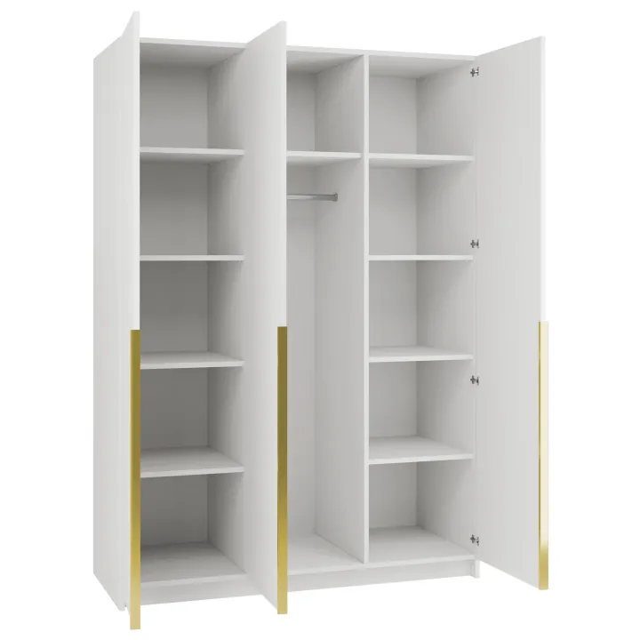 Armadio 150x215h cm 3 ante moderno bianco oro Glammy 3