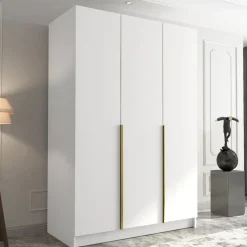 Armadio 150x215h cm 3 ante moderno bianco oro Glammy 3