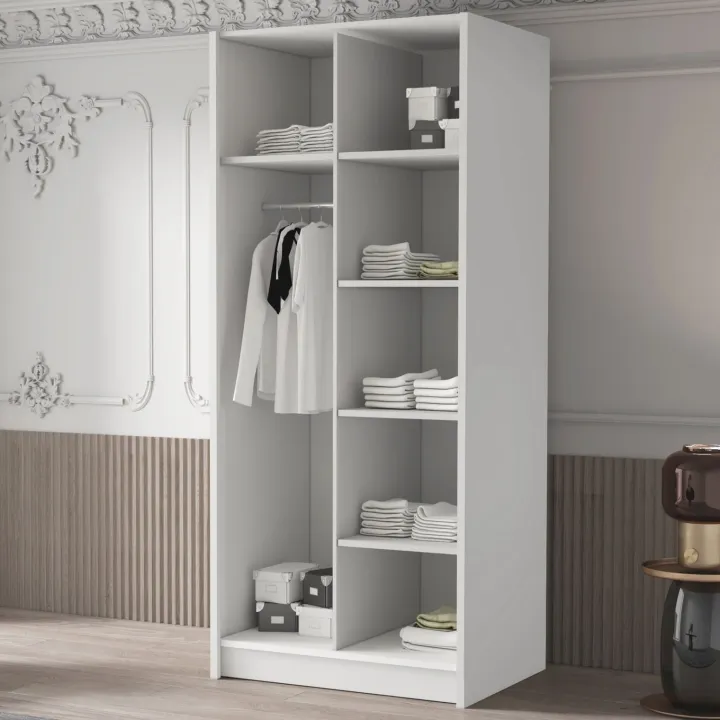 Armadio 100x215h cm 2 ante moderno bianco nero Glammy 2