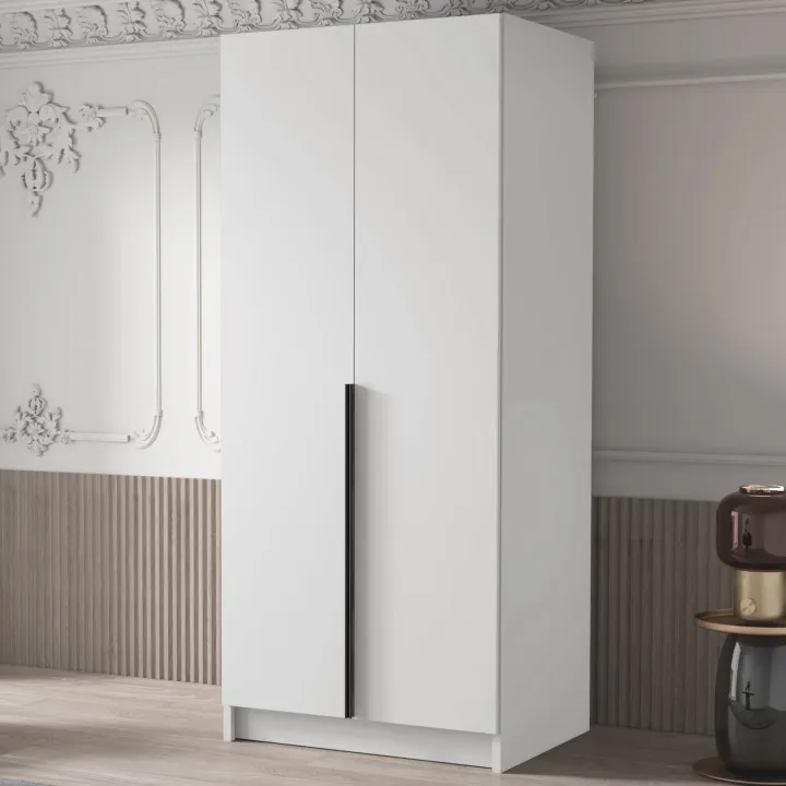 Armadio 100x215h cm 2 ante moderno bianco nero Glammy 2