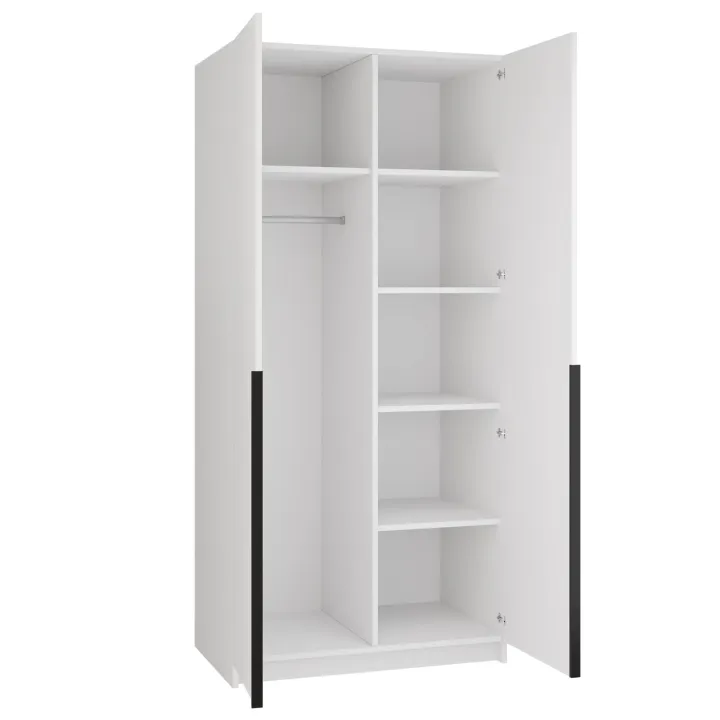 Armadio 100x215h cm 2 ante moderno bianco nero Glammy 2