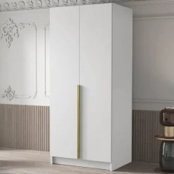 Armadio 100x215h cm 2 ante moderno bianco oro Glammy 2