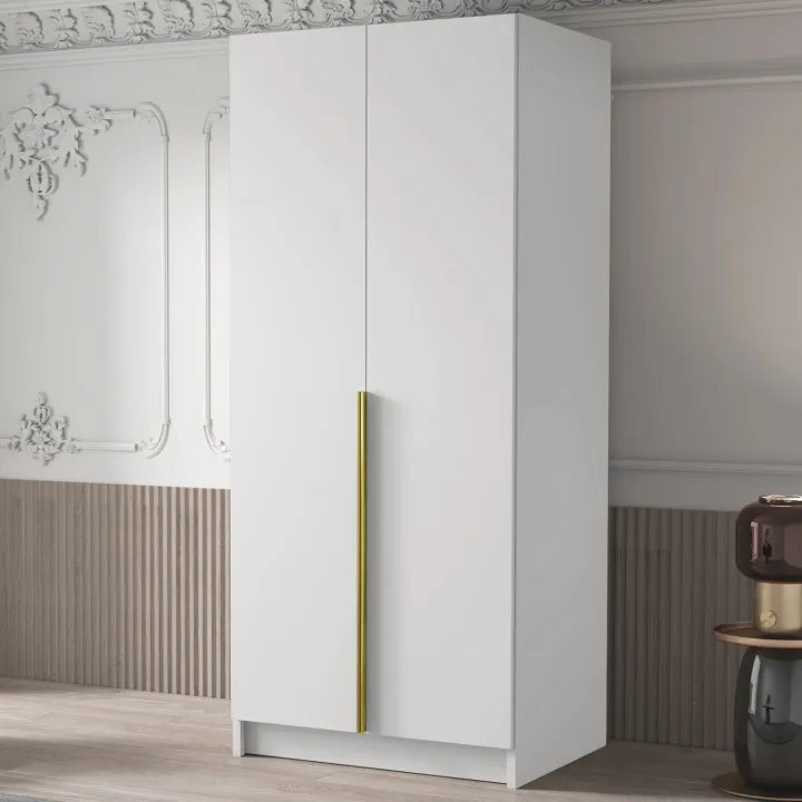 Armadio 100x215h cm 2 ante moderno bianco oro Glammy 2