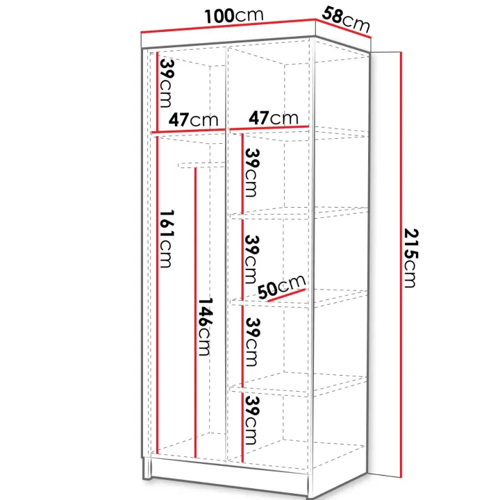 Armadio 100x215h cm 2 ante moderno bianco oro Glammy 2