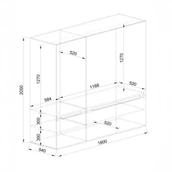Armadio 180x206h cm 6 ante moderno bianco lucido noce Biancastagno