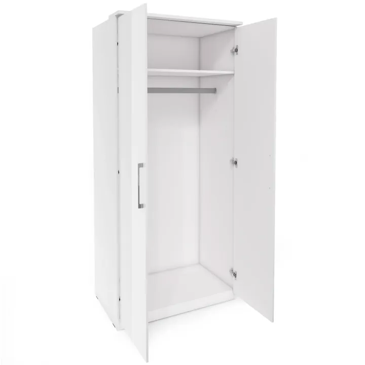 Armadio 90x217h cm 2 ante moderno bianco opaco e lucido Naper