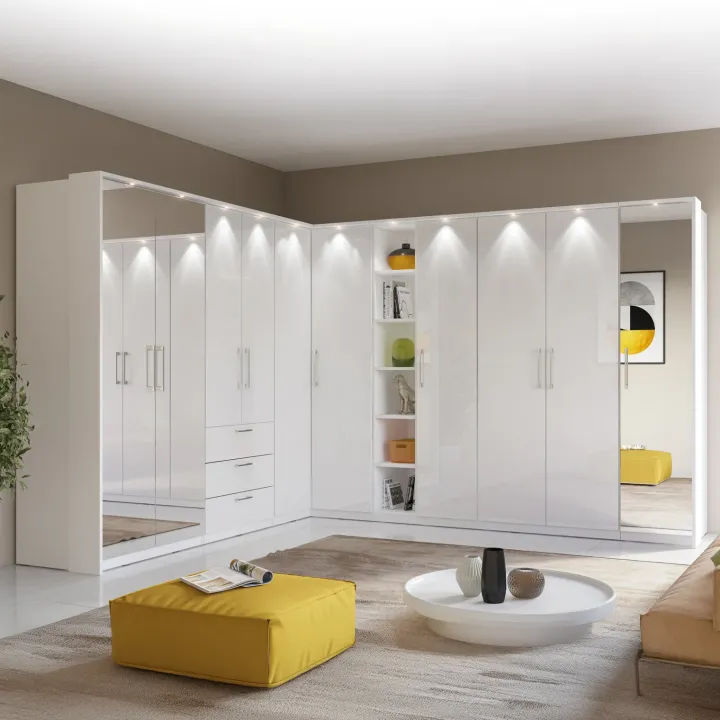 Armadio 90x217h cm 2 ante moderno bianco opaco e lucido Naper