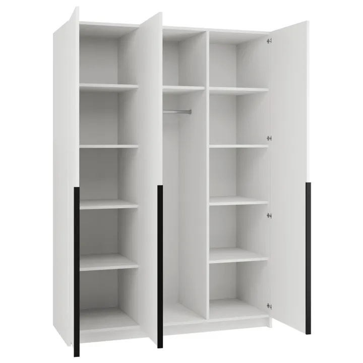 Armadio 150x215h cm 3 ante moderno bianco nero Glammy 3