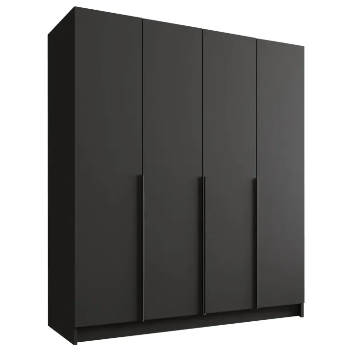 Armadio 200x215h cm 4 ante moderno nero Glammy 4