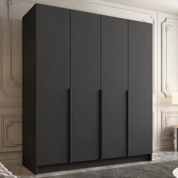Armadio 200x215h cm 4 ante moderno nero Glammy 4