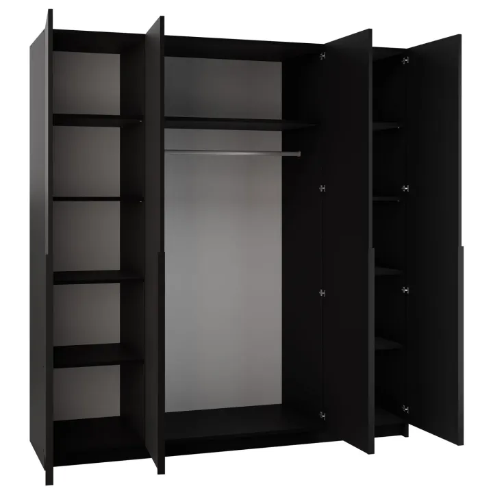 Armadio 200x215h cm 4 ante moderno nero Glammy 4