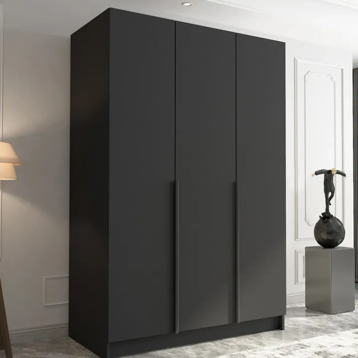 Armadio 150x215h cm 3 ante moderno nero Glammy 3