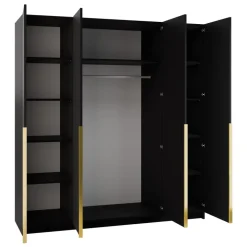 Armadio 200x215h cm 4 ante moderno nero oro Glammy 4