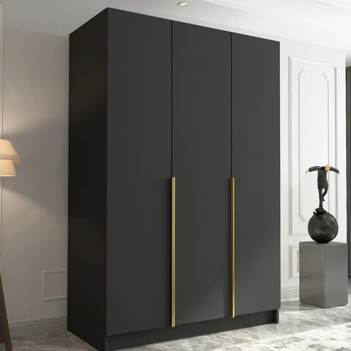 Armadio 150x215h cm 3 ante moderno nero oro Glammy 3