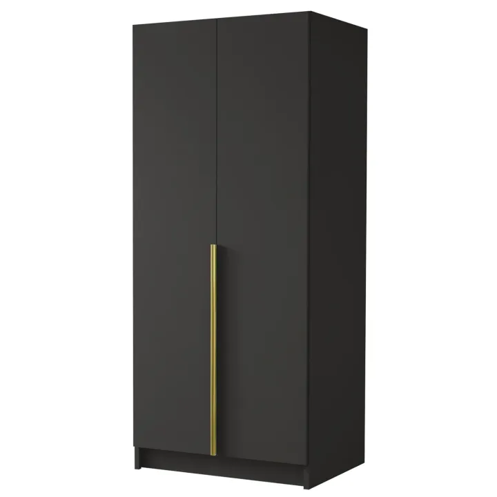 Armadio 100x215h cm 2 ante moderno nero oro Glammy 2
