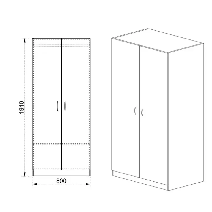Armadio 80x191h cm 2 ante moderno noce Ilario