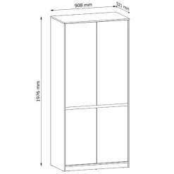 Armadio 91x198h cm 4 ante moderno rovere Funny