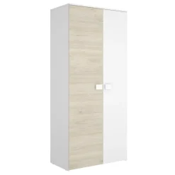 Armadio 90x205h cm 2 ante moderno rovere bianco Cairo