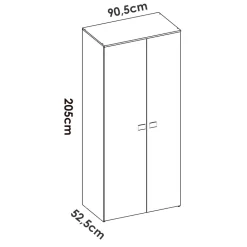 Armadio 90x205h cm 2 ante moderno rovere bianco Cairo