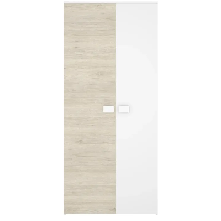 Armadio 90x205h cm 2 ante moderno rovere bianco Cairo