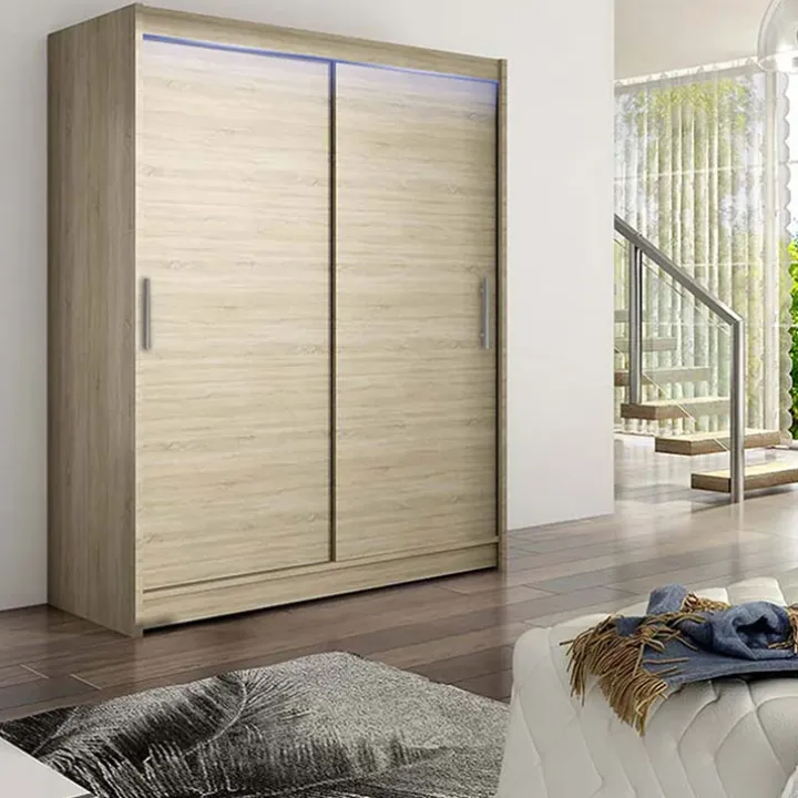 Armadio 150x200h cm 2 ante moderno scorrevoli design rovere Vilma
