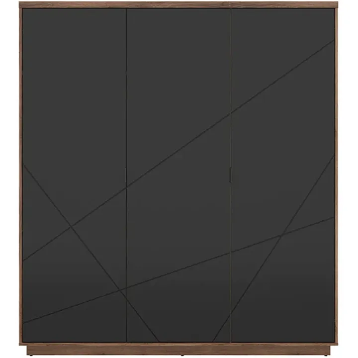 Armadio 180x201h cm 3 ante rovere scuro nero opaco Elin