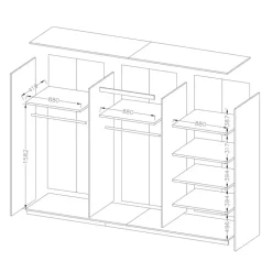 Armadio 270x210h cm 2 ante scorrevoli con specchio bianco frassinato Cortina Gihome®