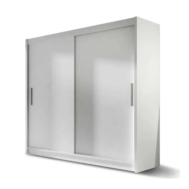 Armadio 180x215h cm 2 ante scorrevoli design moderno bianco Aisha