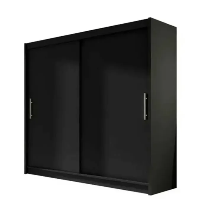 Armadio 180x215h cm 2 ante scorrevoli design moderno nero Aisha
