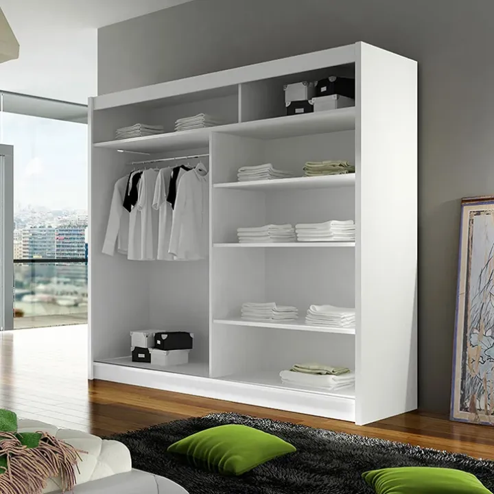 Armadio 180x215h cm 2 ante scorrevoli bianco opaco Karl